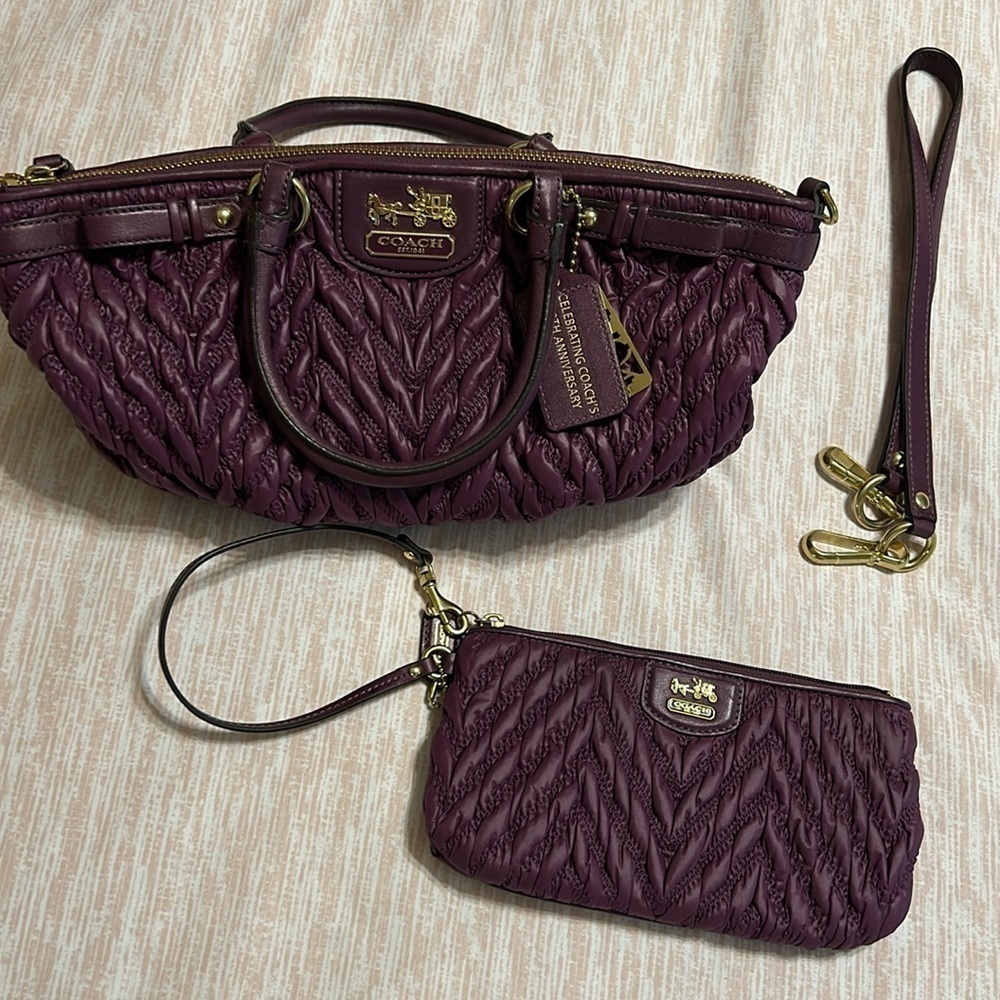 Coach 70th Anniversary Edition Purple Pleated set Madison Sophia. RARE